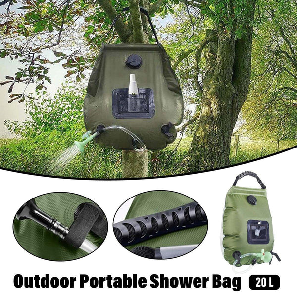Solar Heated Camping Shower Bag with Portable Water Pipe