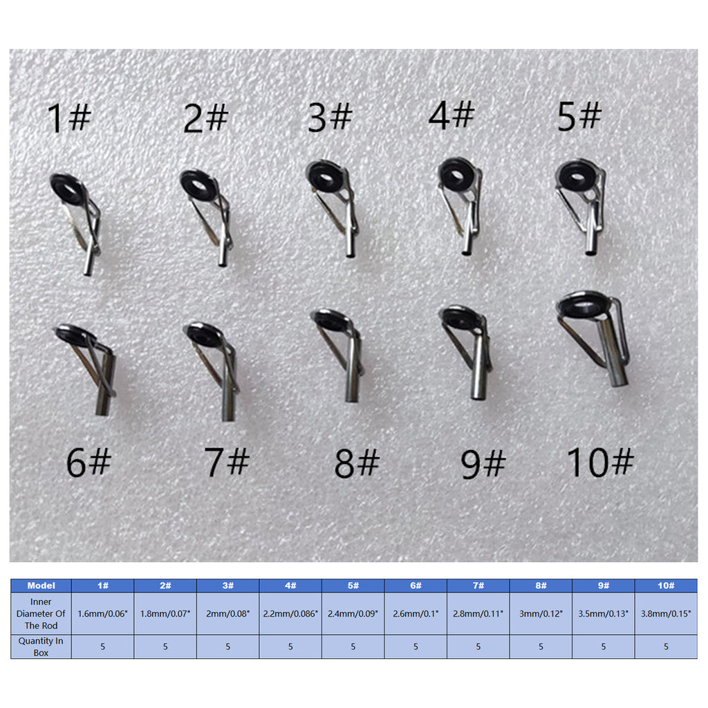 50pcs Fishing Rod Guide Tip Repair Kit Set Rings Guide Replacement Parts Tools