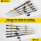 1Pair Bamboo Fishing Rod Holder Wall Mounted Wooden Storage Rack Stand Organizer