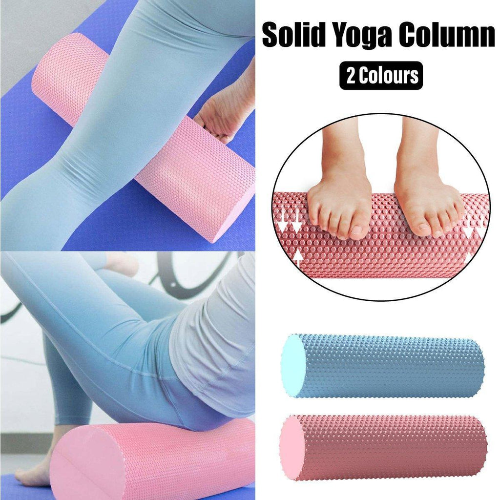 EVA Foam Yoga Massage Roller Solid Pilates Fitness Column for Muscle Recovery - Pink
