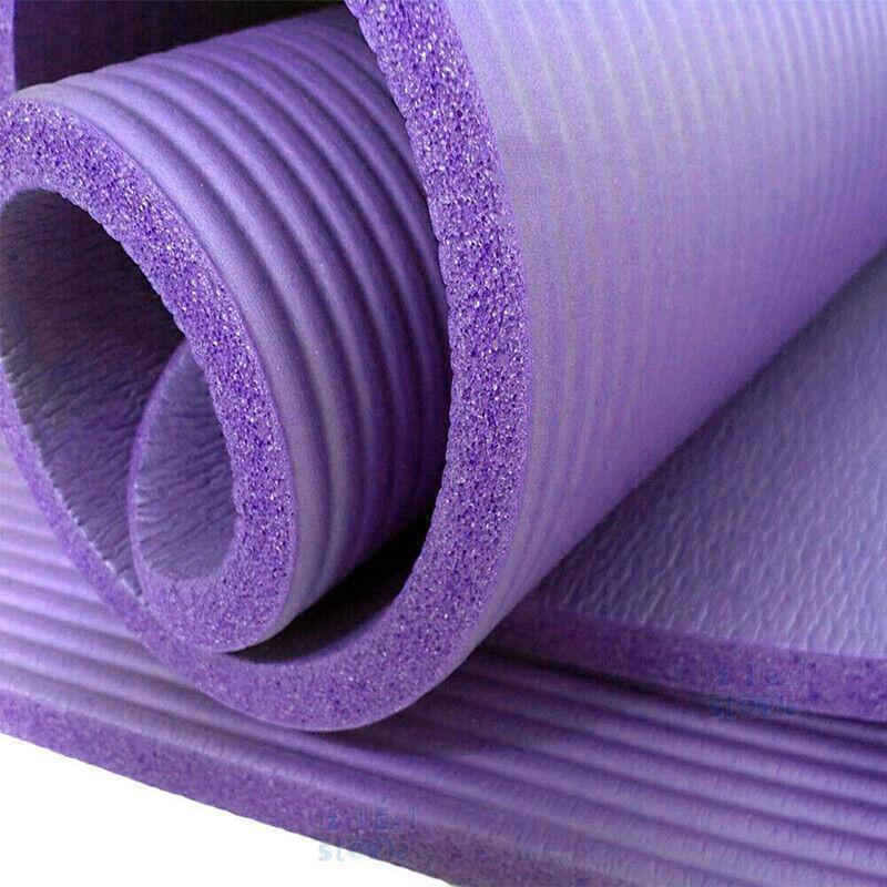 15mm Thick Yoga Mat Pad NBR Nonslip Exercise Fitness Pilate Gym Durable - Black