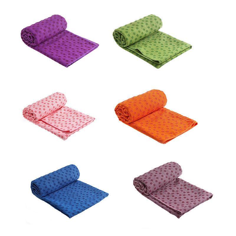 Non Slip Yoga Towel Mat Microfiber Fitness Gym Exercise Blanket with Carry Bag - Light Purple