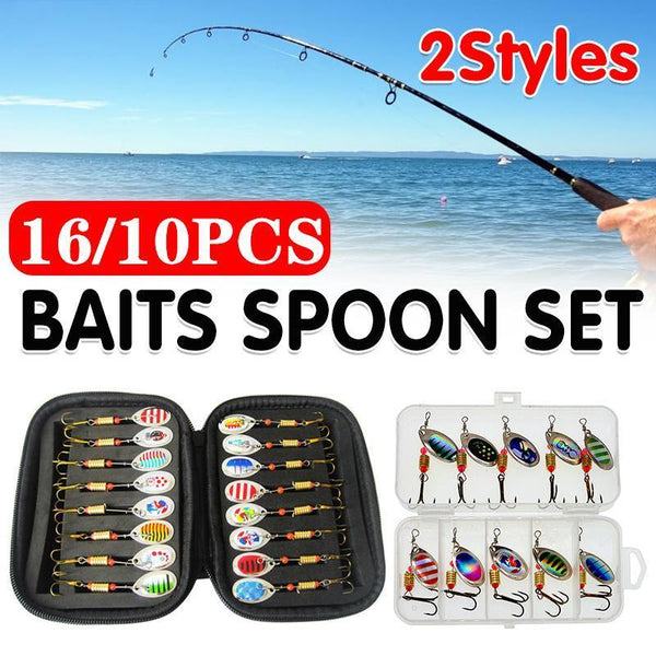 10/16PCS Fishing Lure Spinners Baits Spoon Set - A(16PCS)