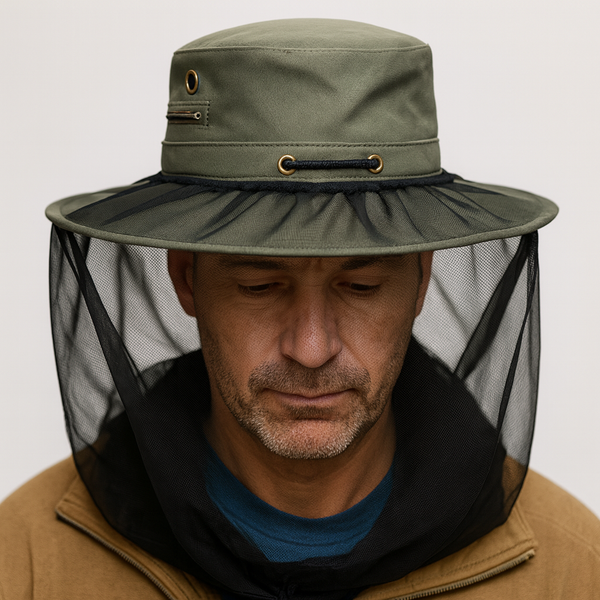 Deluxe Black Mosquito Hat Net Mesh Head Protector for Fishing