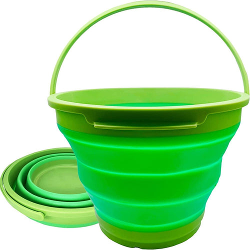 Green Foldable Silicone Bucket for Camping Hiking Fishing and Home