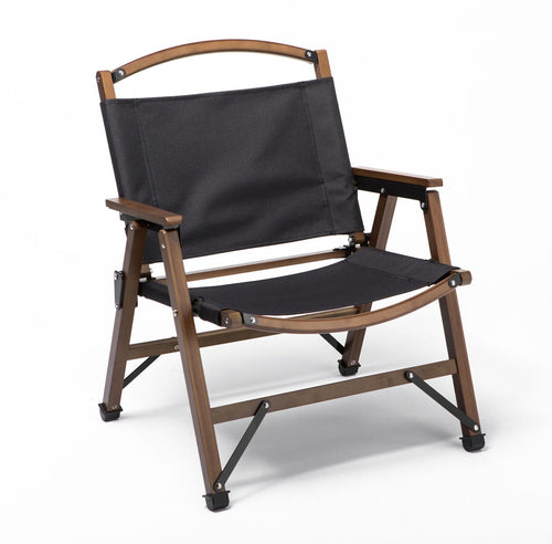 Black Bamboo Canvas Folding Camping Chair for Outdoor Picnics