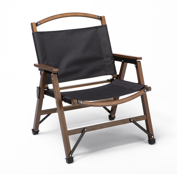 Black Bamboo Canvas Folding Camping Chair for Outdoor Picnics