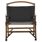 Bamboo Canvas Foldable Outdoor Camping Chair Wooden Travel Picnic Park - Black