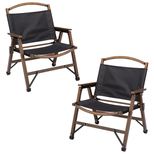 Black Bamboo Canvas Folding Chairs for Outdoor Picnics