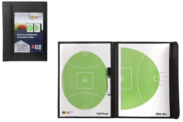 AFL Coach Board Featured Full Oval & 50m Arc with Marker in All-Weather Case