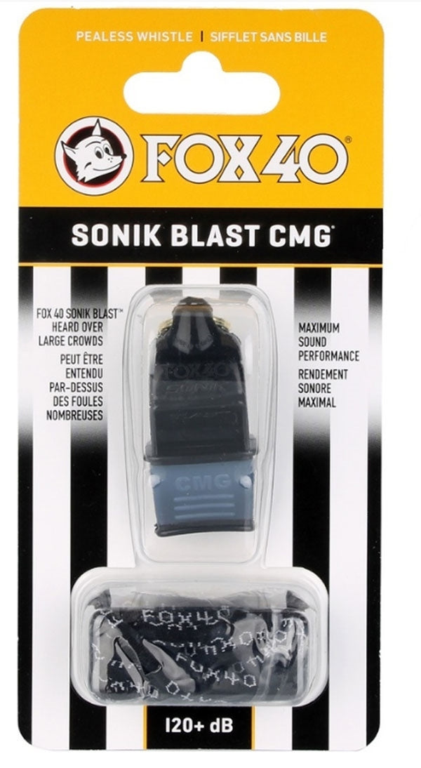 CMG Sports Whistle with Breakaway Lanyard for Referee - Black