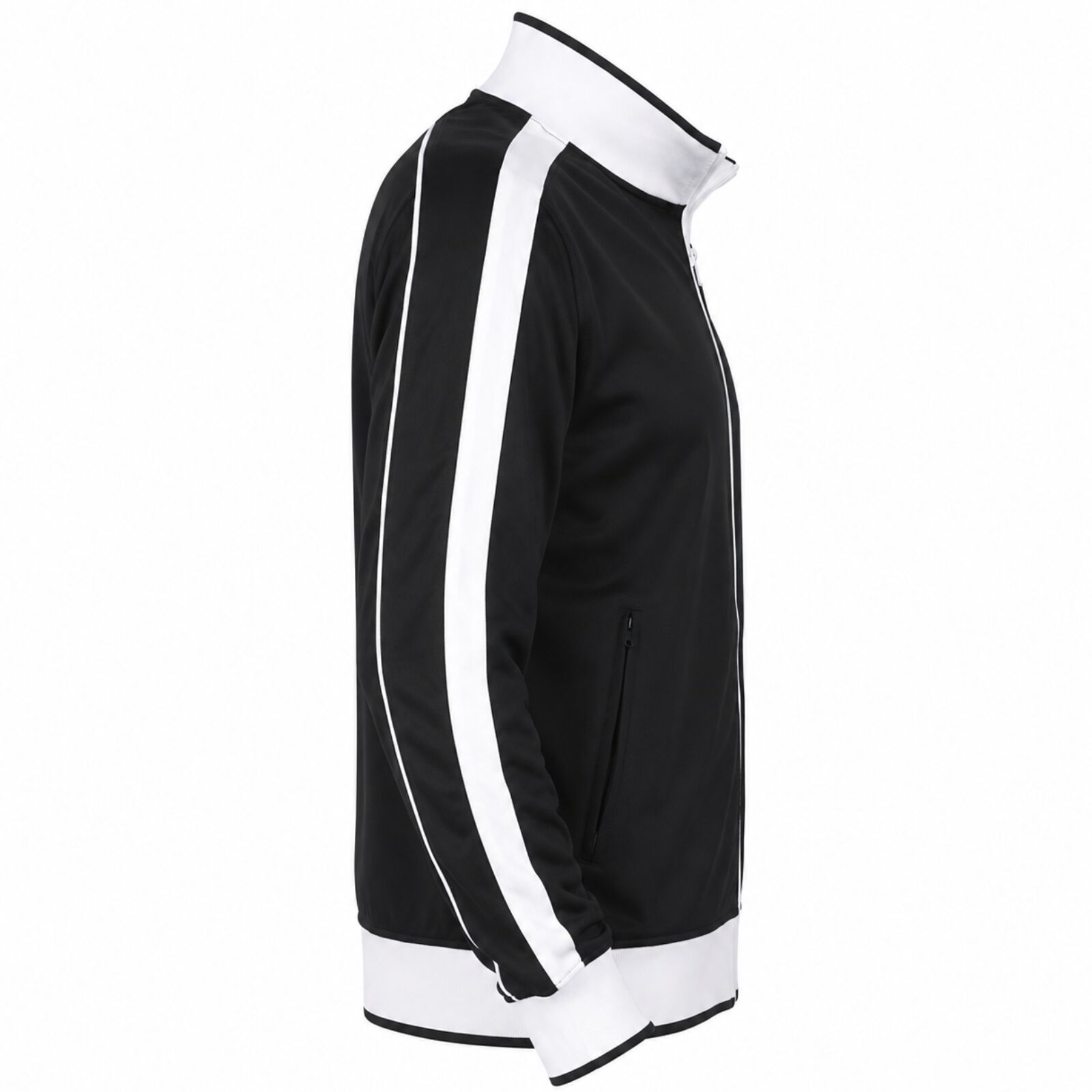 Track Top Jacket Full Zip Tracksuit Varsity Jumper Warm Winter - Black/White - L (14-16)