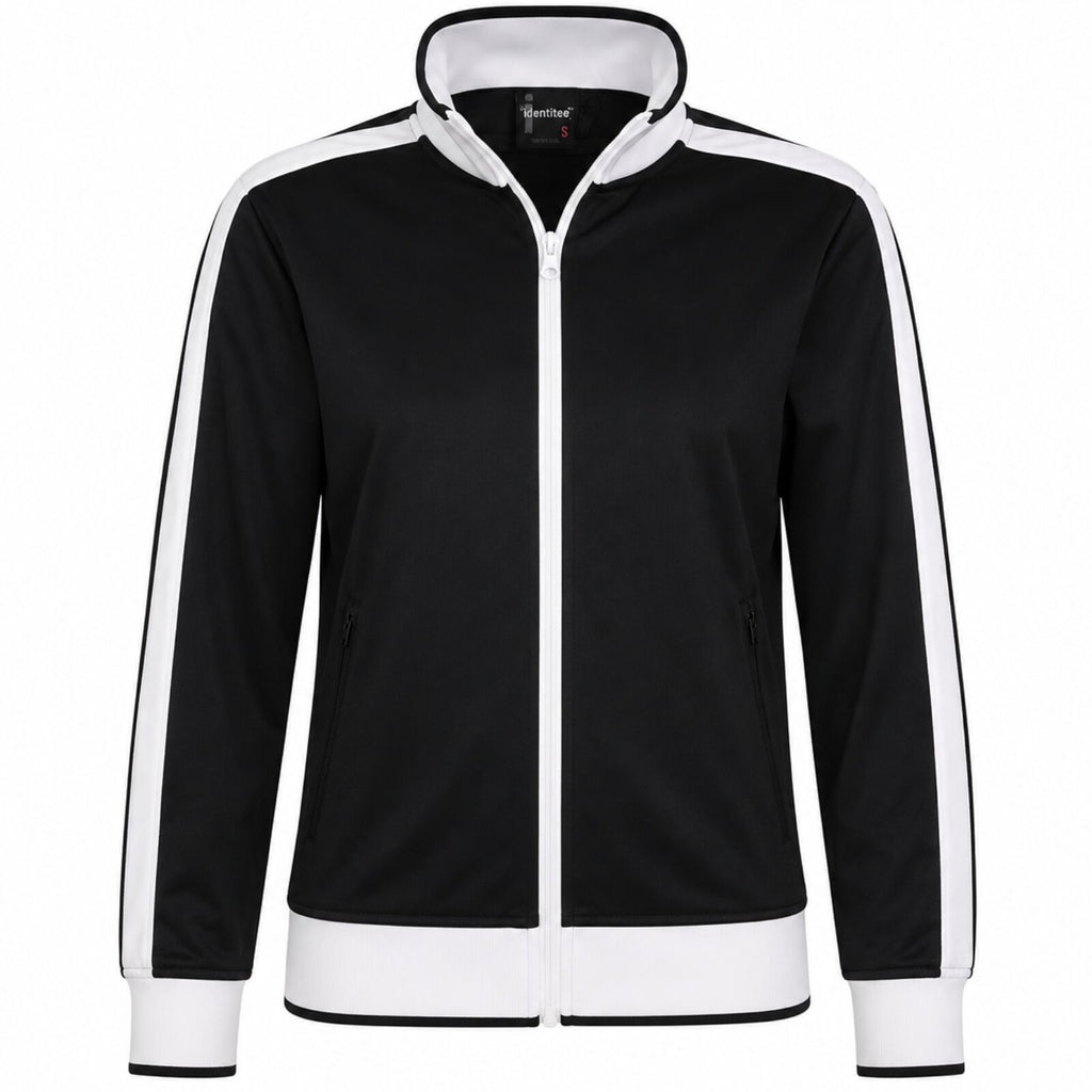 Track Top Jacket Full Zip Tracksuit Varsity Jumper Warm Winter - Black/White - S (6-8)