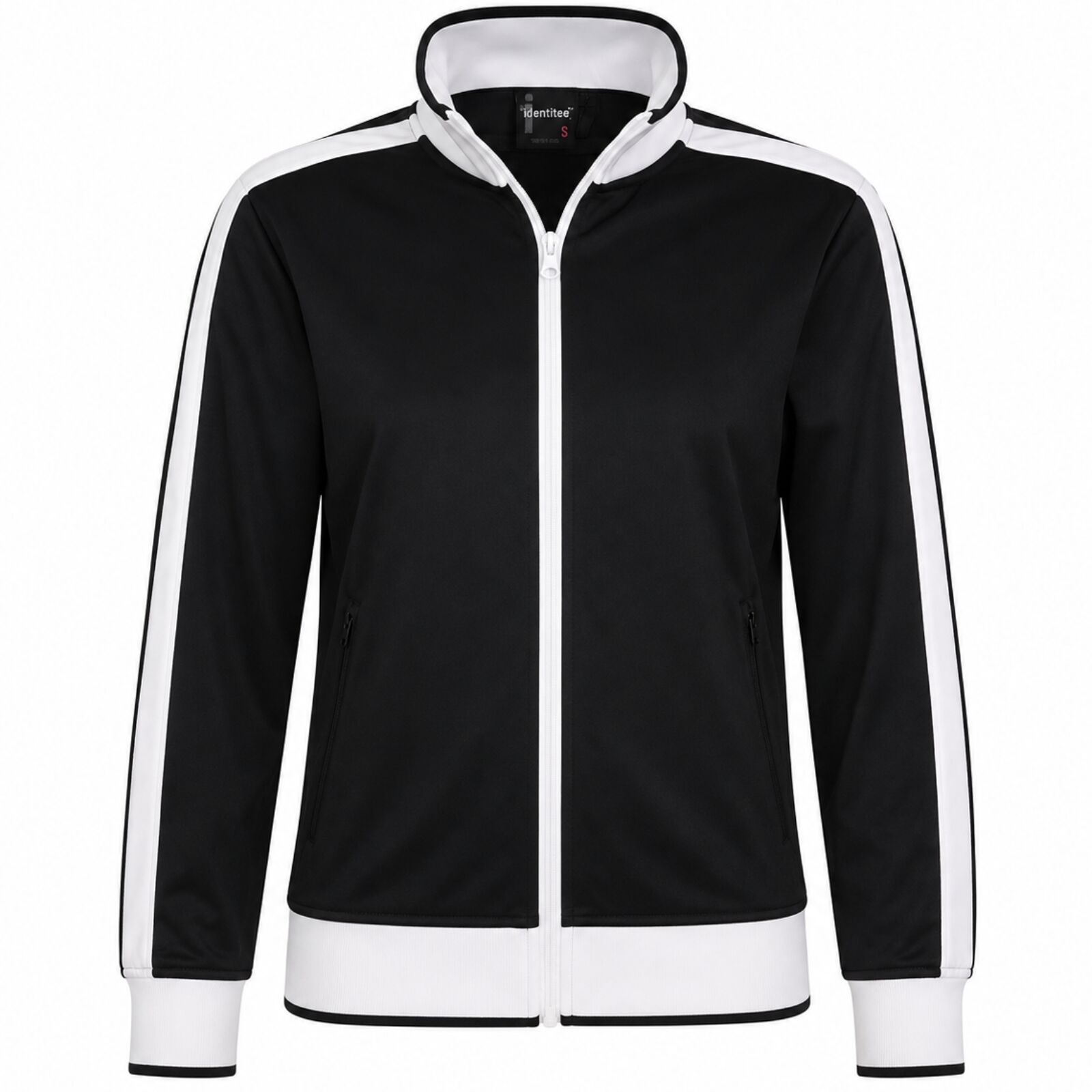 Track Top Jacket Full Zip Tracksuit Varsity Jumper Warm Winter - Black/White - S (6-8)
