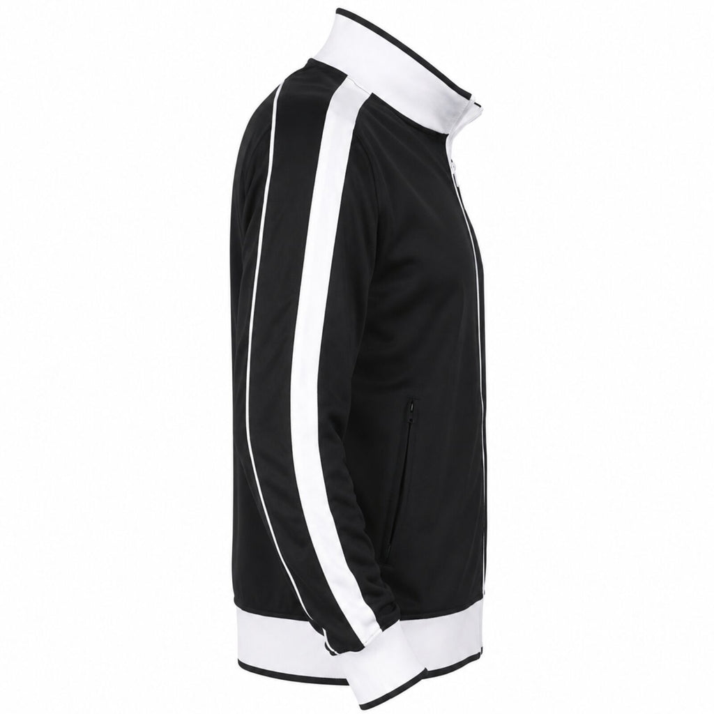 Track Top Jacket Full Zip Tracksuit Varsity Jumper Warm Winter - Black/White - S (6-8)