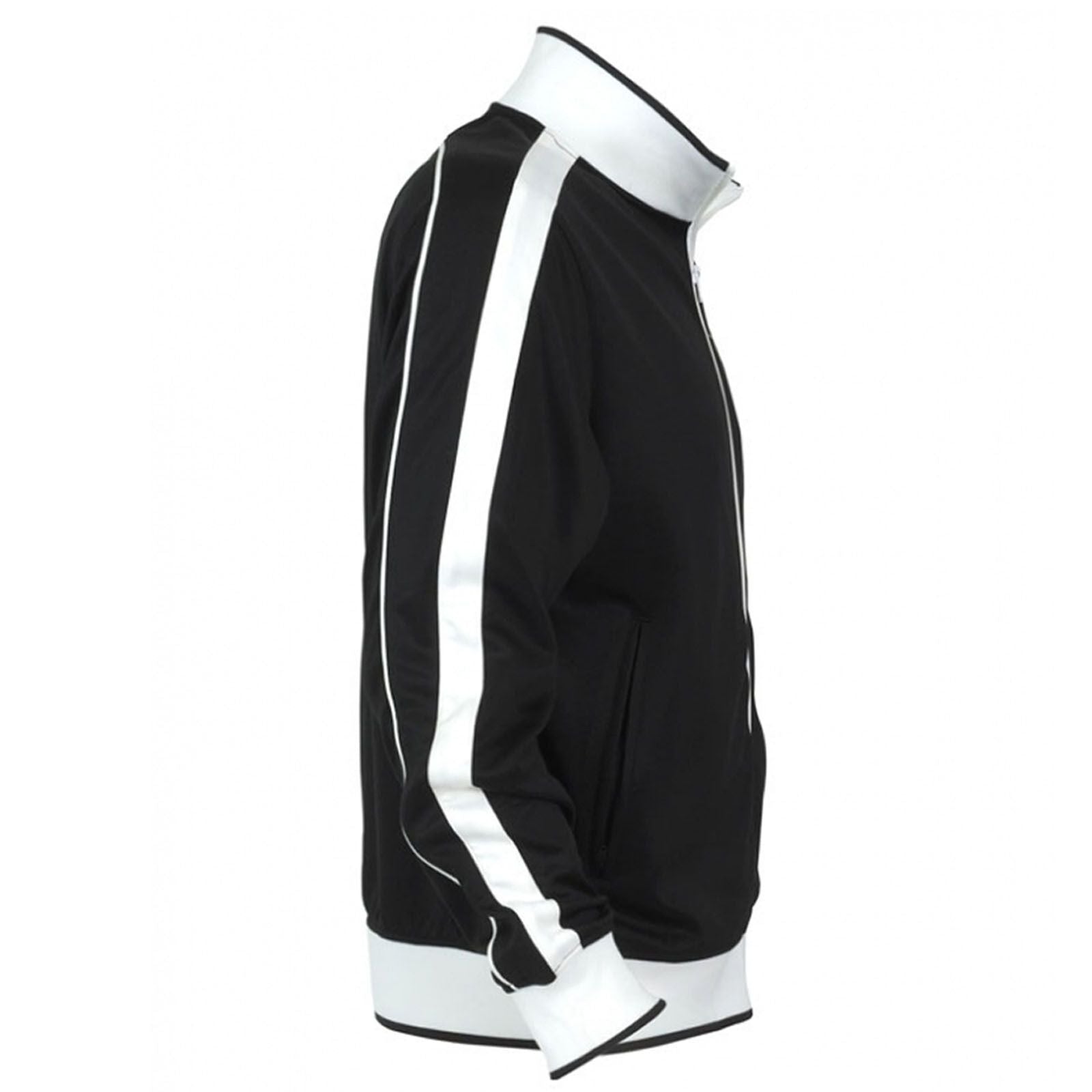 Track Top Jacket Full Zip Tracksuit Varsity Jumper Warm Winter - Black/White - S (6-8)