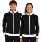 Track Top Jacket Full Zip Tracksuit Varsity Jumper Warm Winter - Black/White - XL (18-20)