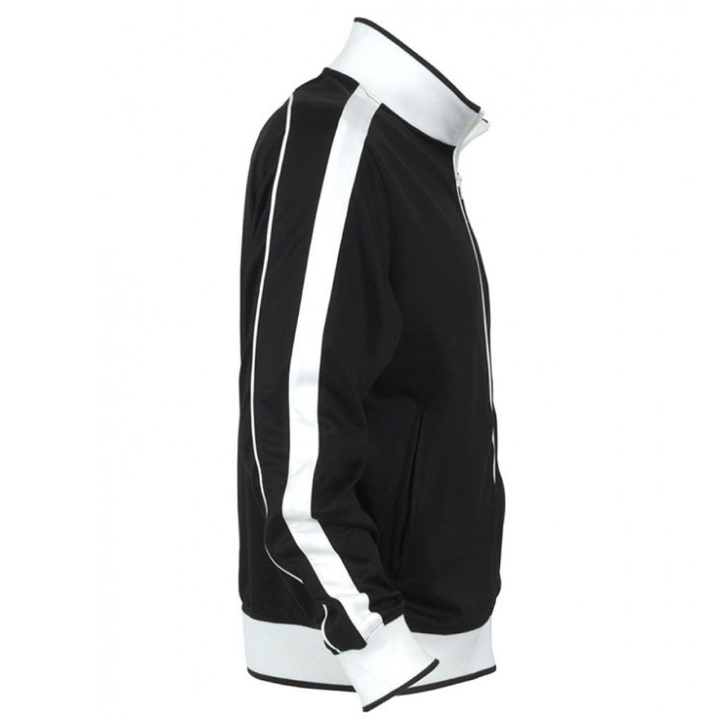 Track Top Jacket Full Zip Tracksuit Varsity Jumper Warm Winter - Black/White - XL (18-20)