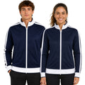Track Top Jacket Full Zip Tracksuit Varsity Jumper Warm Winter - Navy/White - XL (18-20)