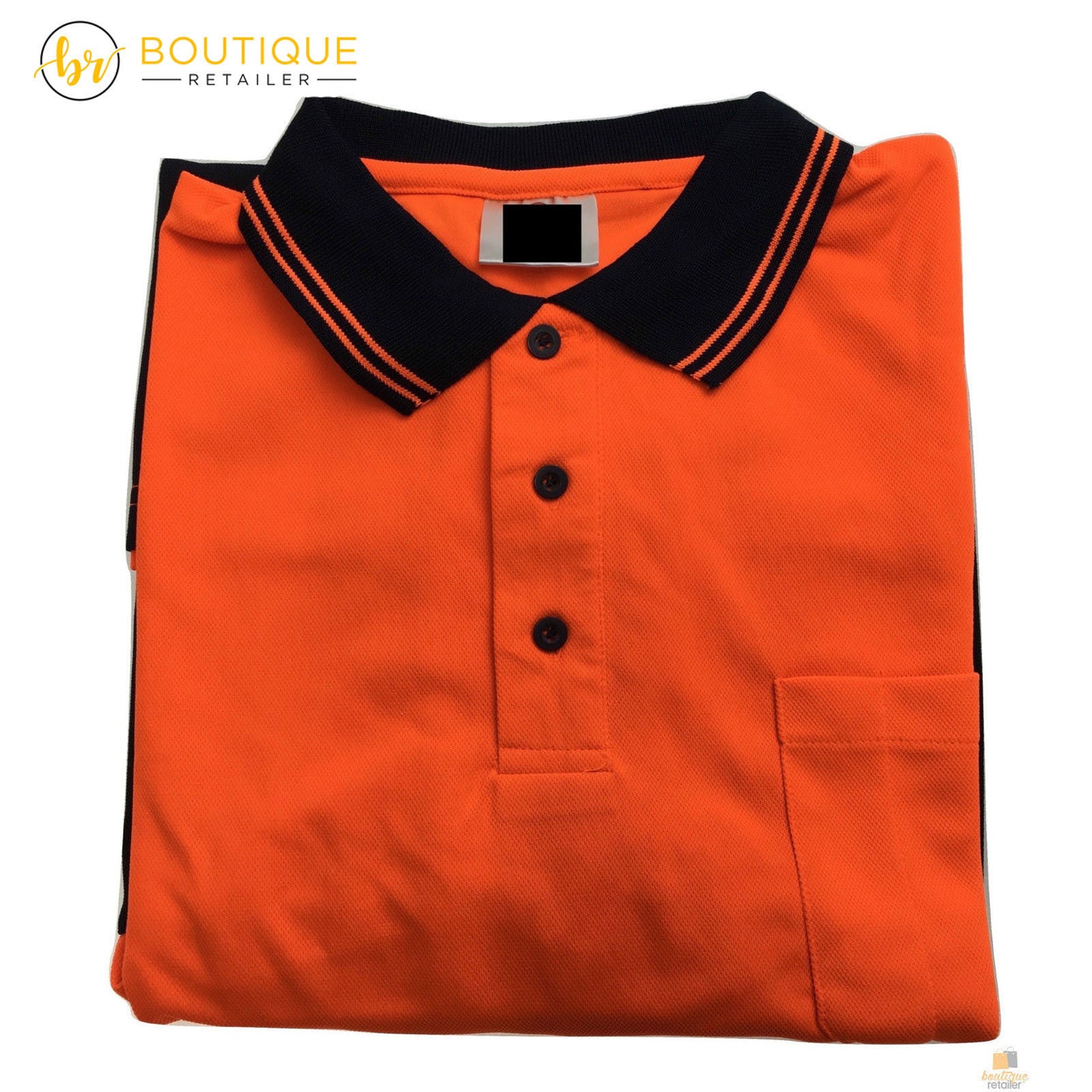 Hi Vis Long Sleeve Polo Shirt Safety Workwear Fluro Breathable UPF 50+ - Orange - XXL