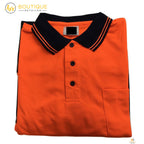 Hi Vis Long Sleeve Polo Shirt Safety Workwear Fluro Breathable UPF 50+ - Yellow - L
