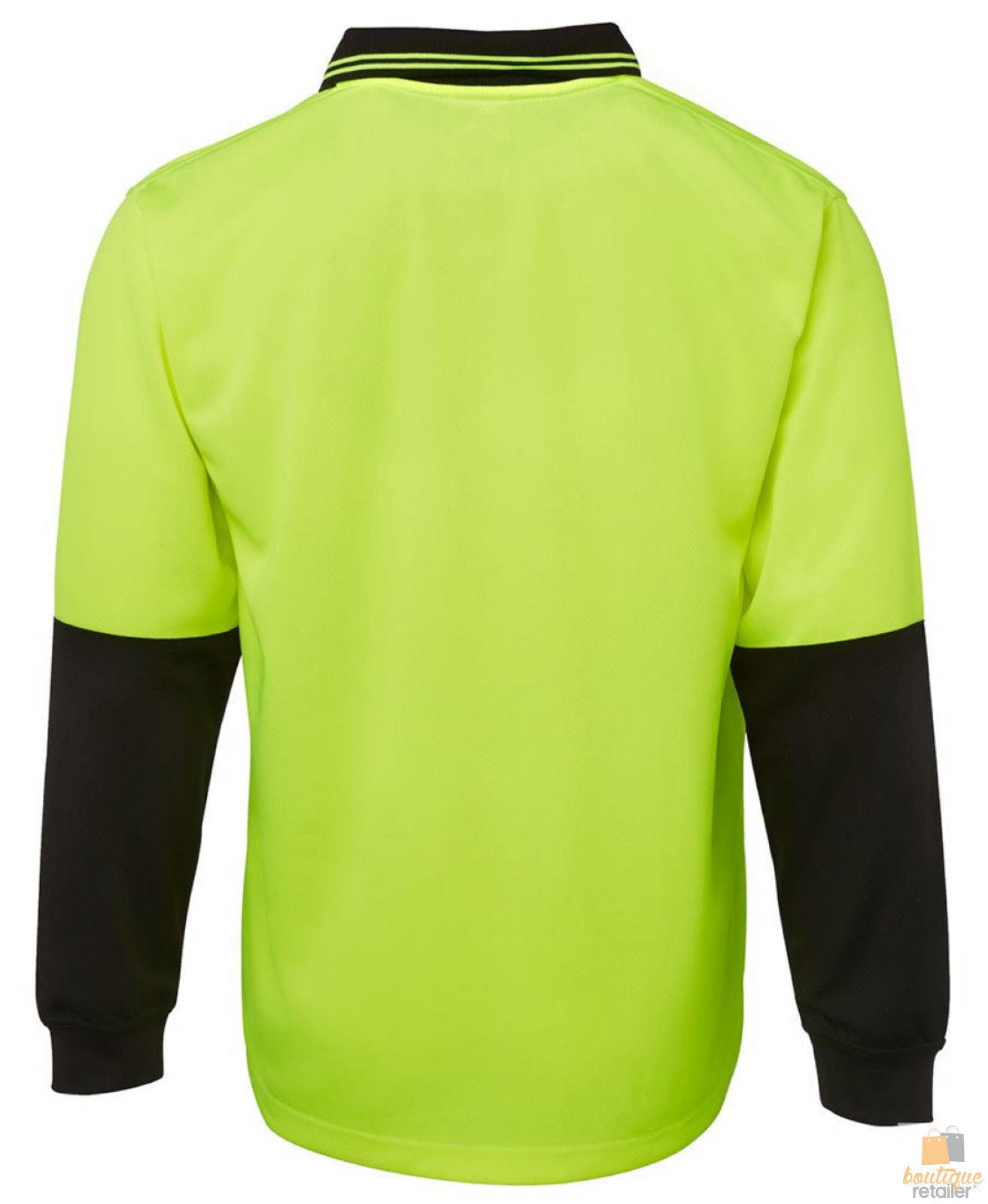 Hi Vis Long Sleeve Polo Shirt Safety Workwear Fluro Breathable UPF 50+ - Yellow - XL