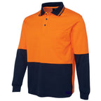 Hi Vis Long Sleeve Polo Shirt Safety Workwear Fluro Breathable UPF 50+ - Yellow - XL