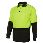 Hi Vis Long Sleeve Polo Shirt Safety Workwear Fluro Breathable UPF 50+ - Yellow - XL