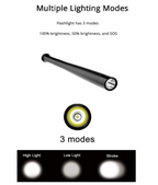 Baseball Bat LED Flashlight Super Bright Baton Torch Emergency Security Tools in Assorted Colours