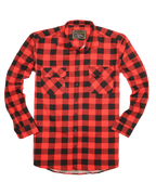 Mens 100% Cotton Flannelette Shirt Long Sleeve Check Authentic Flannel - Red/Black - XL