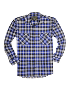 Mens 100% Cotton Flannelette Shirt Long Sleeve Check Authentic Flannel - Denim - XXL