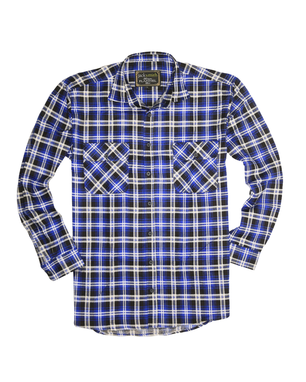 Mens 100% Cotton Flannelette Shirt Long Sleeve Check Authentic Flannel - Denim - XL