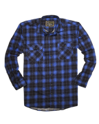 Mens 100% Cotton Flannelette Shirt Long Sleeve Check Authentic Flannel - Blue - XXL