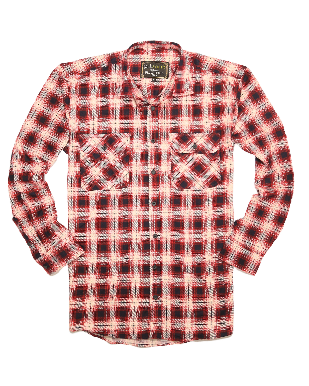 Mens 100% Cotton Flannelette Shirt Long Sleeve Check Authentic Flannel - Red/Navy - XXL