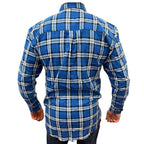 Mens Flannelette Long Sleeve Pullover Shirt 100% Cotton Flannel - Half Placket - Navy - 3XL