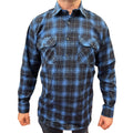 Mens Flannelette Long Sleeve Pullover Shirt 100% Cotton Flannel - Half Placket - Blue - 4XL