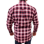 Mens Flannelette Long Sleeve Pullover Shirt 100% Cotton Flannel - Half Placket - Red/Navy - 6XL