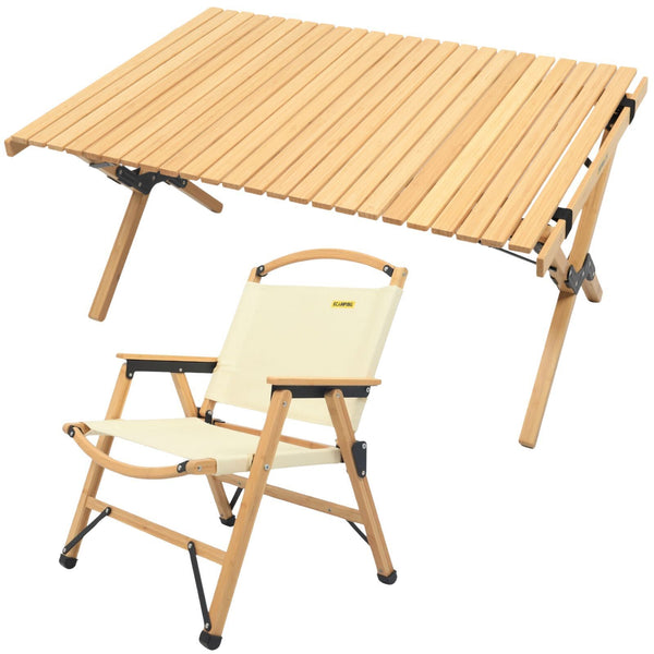 Bamboo Folding Camping Chair and Table Set for Outdoor Picnics