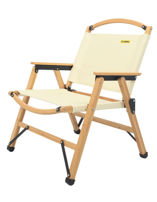 Khaki Beige Bamboo Canvas Folding Chair for Outdoor Picnics