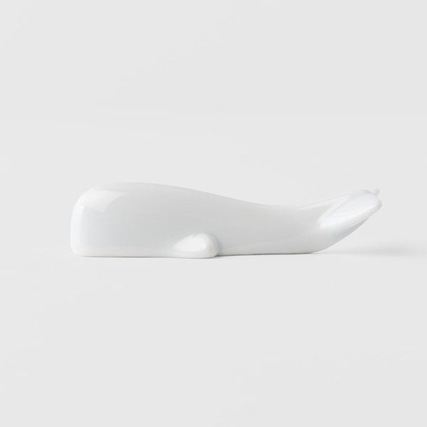 Whale Ceramic Chopstick Rest with White Glaze Finish