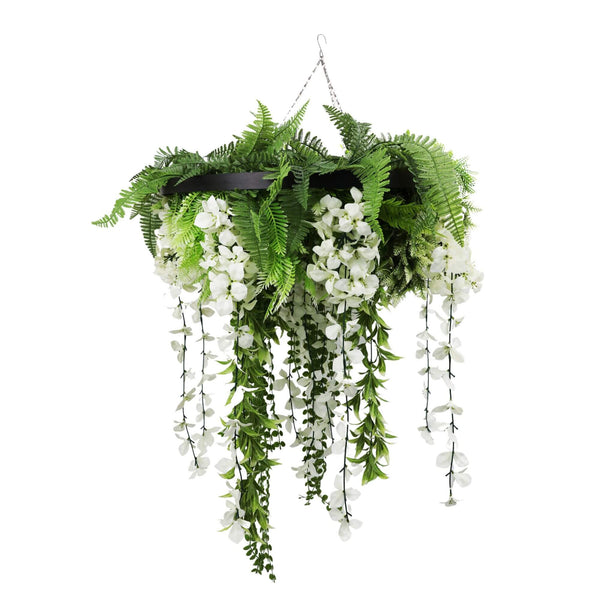 Black Hanging Wisteria Flower Disc for Outdoor Roof Decoration