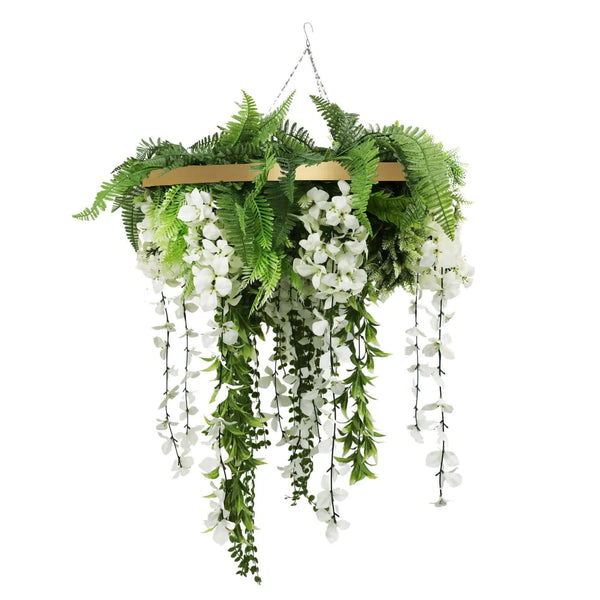 Gold Hanging Wisteria Flower Disc for Outdoor Roof Decoration