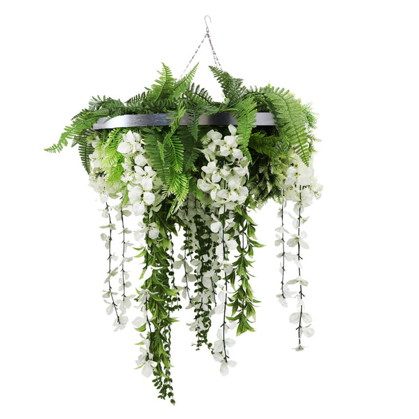 Silver Hanging Wisteria Flower Disc for Outdoor Roof Decoration