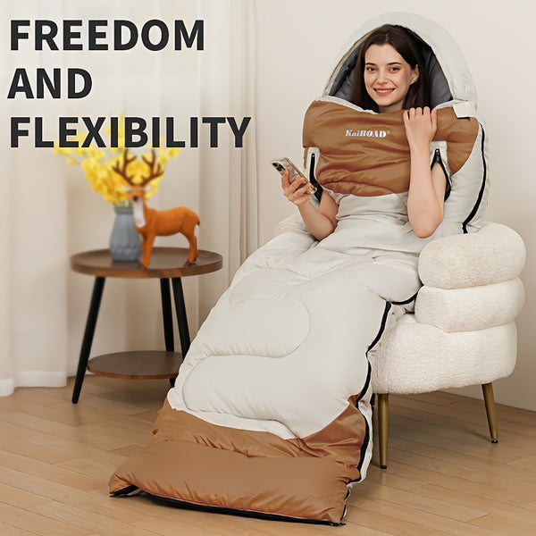 Extra Wide Waterproof Mummy Sleeping Bag with Travel Accessories
