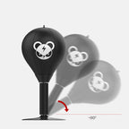 Adjustable Desktop Punching Speed Ball - Durable PU Leather, Stable Base (Monkey pattern and  Kids Boxing Gloves)