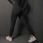 L Rose Red Seamless Butt-Lifting Yoga Leggings - High-Waist Peach Hip Workout Tights