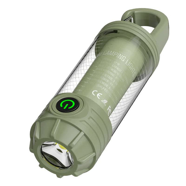 Green Camping Light with 6 Modes Keychain Hook 2 Pack IPX4