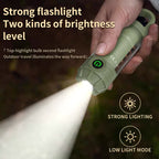2 PCS Green Portable Outdoor Camping Light with 6 Modes & Keychain Hook - Multi-Source Mini Flashlight, IPX4 Waterproof