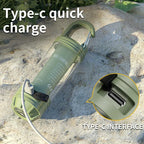 2 PCS Khaki Portable Outdoor Camping Light with 6 Modes & Keychain Hook - Multi-Source Mini Flashlight, IPX4 Waterproof
