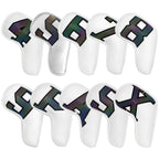 White covers with  Laser numbers, Premium PU Leather Golf Iron Headcover Set (10pcs) | Numbered 4-9, P, S, A, X | Protective Club Covers for Irons